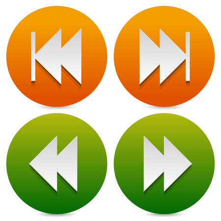 Set of buttons, icons with next, previous and fast forward, backward arrows.の写真素材