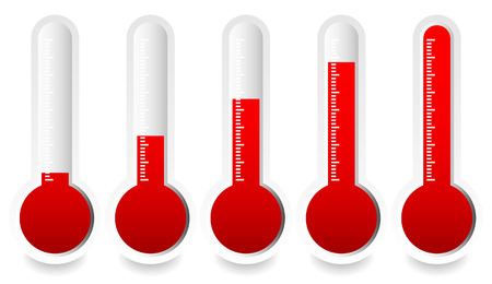 rising thermometer, thermograph set. vector elements. temperature, climate concepts.の写真素材