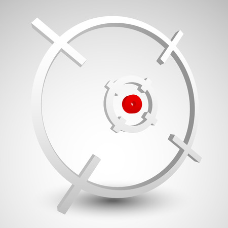 Crosshair, firearm's reticle graphics with red dot, vector. Precision, accuracy, alignment conceptsの写真素材