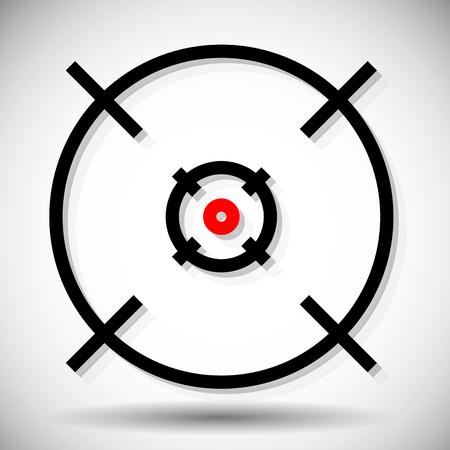 Crosshair, firearm's reticle graphics with red dot, vector. Precision, accuracy, alignment conceptsの写真素材