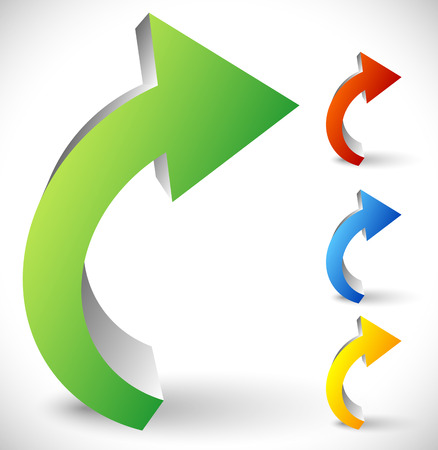 Curved 3d arrows in 4 colors. vectorの写真素材
