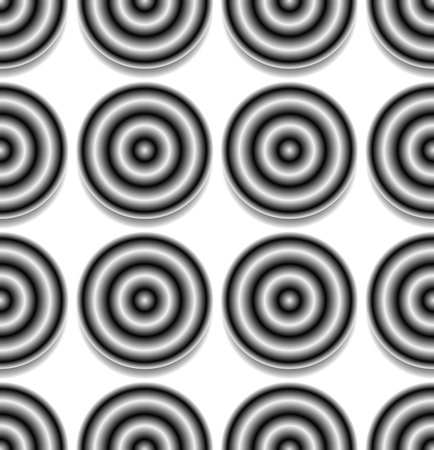 Repeatable pattern with circles with gradient fills. Contrasty, abstract background.の写真素材