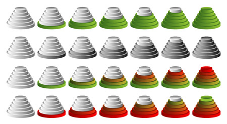 Vector set of indicators. Progression, fullness, steps or phases. Vector Illustration.のイラスト素材