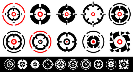 Set of 10 target marks, cross-hairs, reticle shapes.のイラスト素材
