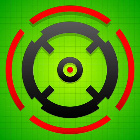 Targetmark, crosshair, reticle on green gridded background.のイラスト素材