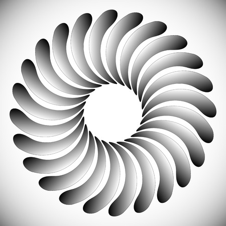 Abstract spinning, twirling graphics with rotating shapes. Spiraling, swirling element.のイラスト素材