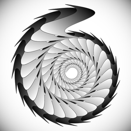 Abstract spinning, twirling graphics with rotating shapes. Spiraling, swirling element.のイラスト素材