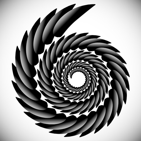 Abstract spinning, twirling graphics with rotating shapes. Spiraling, swirling element.のイラスト素材