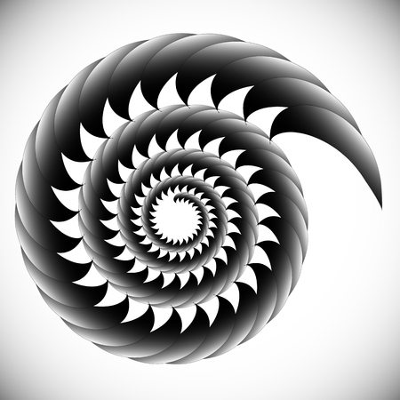 Abstract spinning, twirling graphics with rotating shapes. Spiraling, swirling element.のイラスト素材