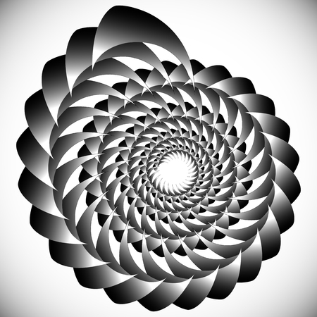 Abstract spinning, twirling graphics with rotating shapes. Spiraling, swirling element.のイラスト素材