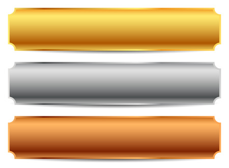 Gold, silver, bronze bars, banners. Editable vector.のイラスト素材