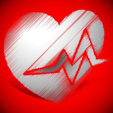 Heart with ECG line for cardio, heart health themesのイラスト素材