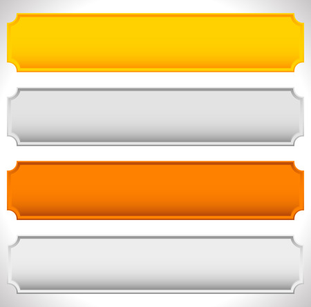 Gold, silver, bronze metal plaques, plaquettes, plates with blank spaceのイラスト素材