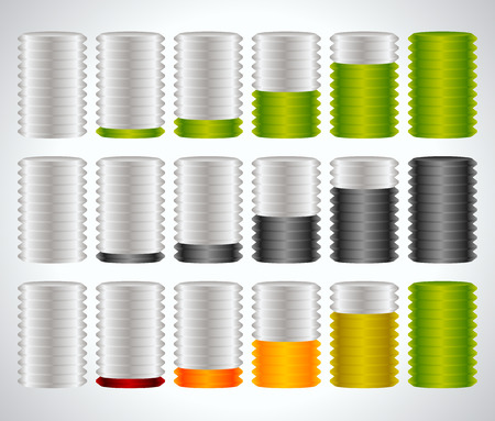 3d cylinders. Level, completion, fullness, steps or progress indicators.のイラスト素材