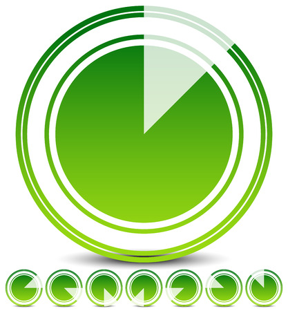 Rotating empty radar screen or sonar display. Segmented circles with thin slices.のイラスト素材