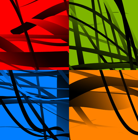 Set of 4 abstract background with random, distorted shapes.のイラスト素材