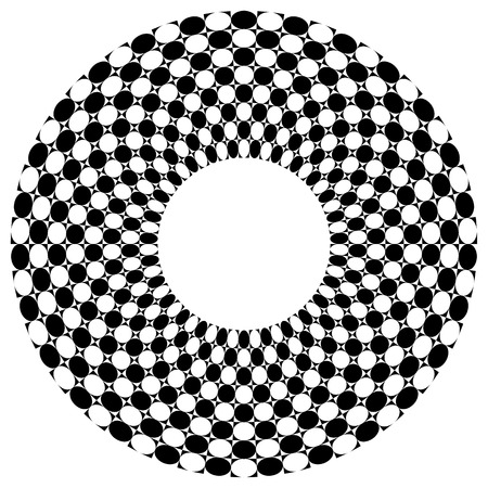Checkered, chequered ring with square and circles fill. Vector art.のイラスト素材