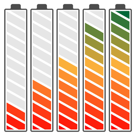 Battery level indicators from low to high with spectrum gradientのイラスト素材