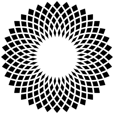 Abstract circular motif on white, rotated intersecting shapesのイラスト素材