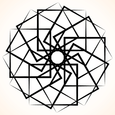 Abstract circular element. Spinning, swirling forms, shapes. Single black motif isolated on white.のイラスト素材