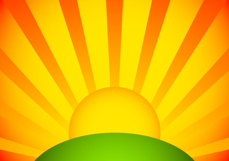 Meadow or sunrise / dawn. Simple vector landscape.のイラスト素材