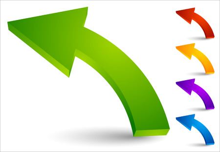 Set of curved, colored arrows pointing leftのイラスト素材