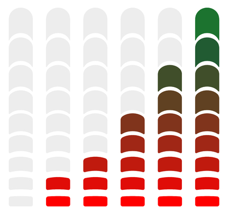 level, bar, loading, progress, progression, indicator, high, low, min, max, minimum, maximum, set, rating, benchmark, completion, charge, indication, steps, phases, recharge, vector, meter, gauge, guage, measurement, rate, comparison, chart, capacity, eleのイラスト素材