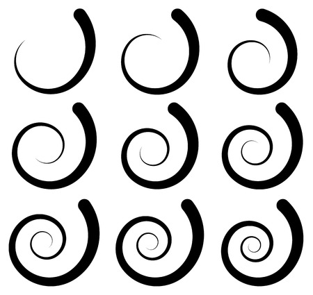 Set of different spiral, swirl, twirl shapesのイラスト素材