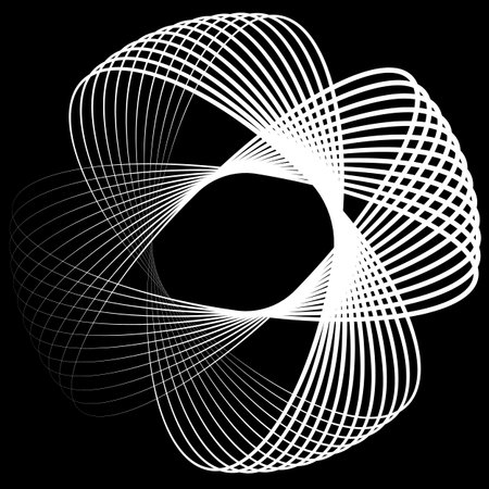 Abstract vector element: Circular shape with intersecting lines. Vortex, twirl shape.