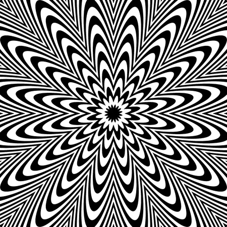 Radial black white lines with deformation. Abstract background.のイラスト素材