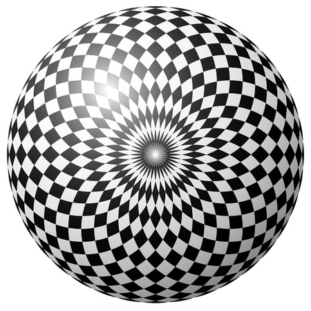 Abstract checkered circle element on white. Radiating squares mapped in a circle.のイラスト素材