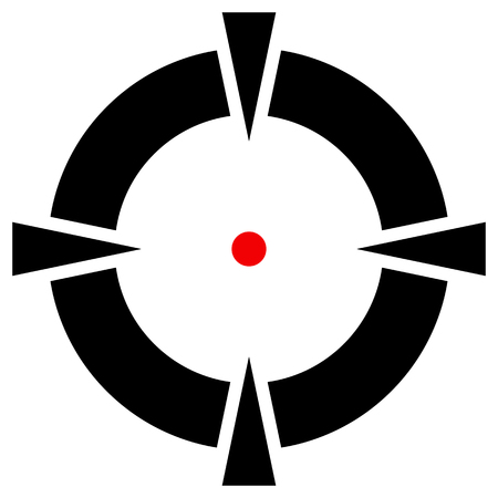Cross hair, target mark symbol with red dot isolated on white.のイラスト素材