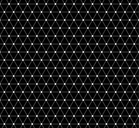 Abstract grid, mesh pattern with nodes. Seamlessly repeatable abstract monochrome vector texture.