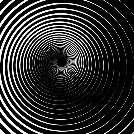 Radiating, concentric circles abstract monochrome vector graphicのイラスト素材