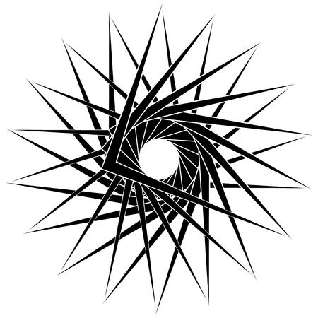 Abstract monochrome spirally, rotating element isolated on white backgroundのイラスト素材