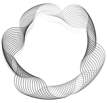 Abstract monochrome spirally, rotating element isolated on white backgroundのイラスト素材