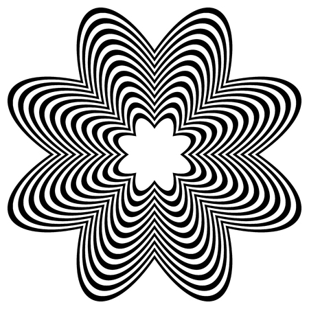 Radiating object with distortion. Abstract wrinkled, corrugated rounded shape.のイラスト素材