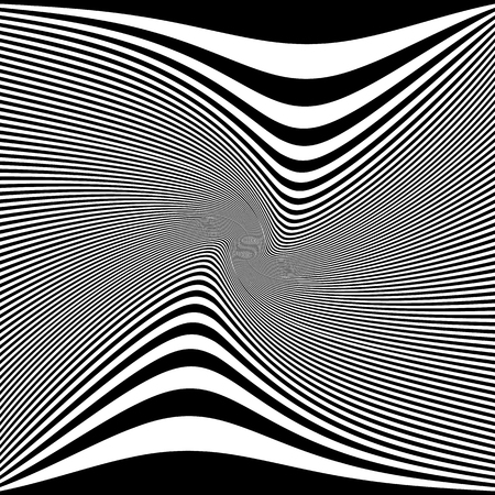 Abstract pattern with distorted lines. Monochrome geometric illustration.のイラスト素材
