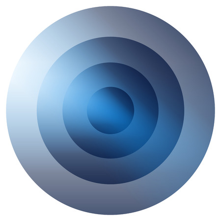 Glassy colorful radiating, concentric circles element. Glowing bright colorful icon, shape on whiteのイラスト素材