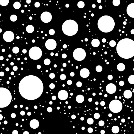 Circles pattern - Monochrome black and white pattern with scattered, random varying circles. Irregular dotted, speckles patternのイラスト素材