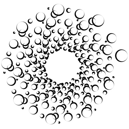 Abstract spirally monochrome element with overlapping circlesのイラスト素材