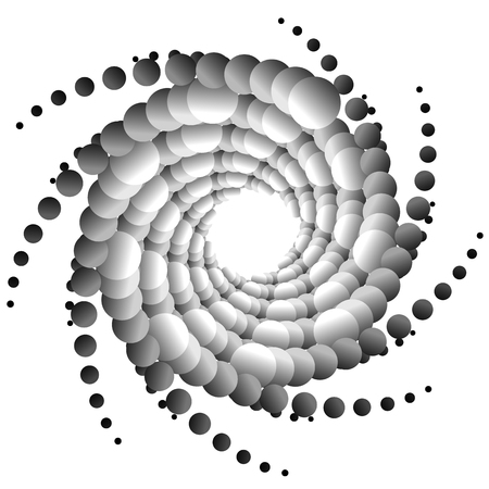 Abstract spirally monochrome element with overlapping circlesのイラスト素材