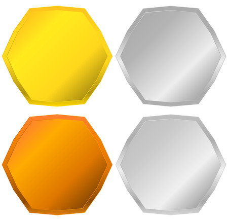 Gold, silver, bronze and platinum badges, seals, buttonsのイラスト素材