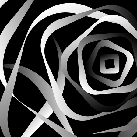 Rotating rounded corner squares. Abstract monochrome graphic.のイラスト素材