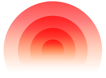 Radial, radiating circular element. Graphics for transmission, emission, radiation, spreading, expanding themes. (Circles fade to transparent with opacity mask.)のイラスト素材