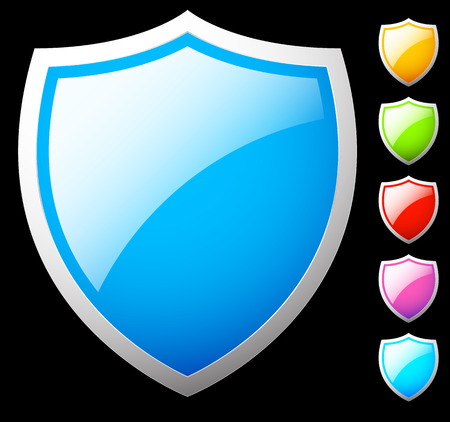 Set of shield shapes, icons in 6 colorsのイラスト素材