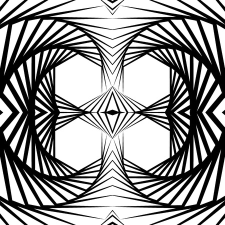 Abstract mirrored vortex background, pattern. Seamlessly repeatable pattern with spirally effect. Abstract monochrome graphicのイラスト素材