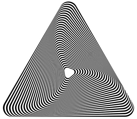 Radiating contour triangle isolated on white. abstract monochrome, geometric graphic