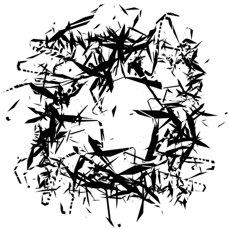 Random, chaotic edgy shapes. Rough monochrome texture. Abstract vector art.のイラスト素材