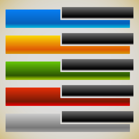 Two part banners, buttons with intersecting rectangles. 5 colors.のイラスト素材